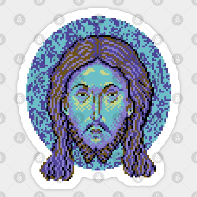 Icon of Christ 16bit - Pixel Art Commodore64 Sticker by CyberRex